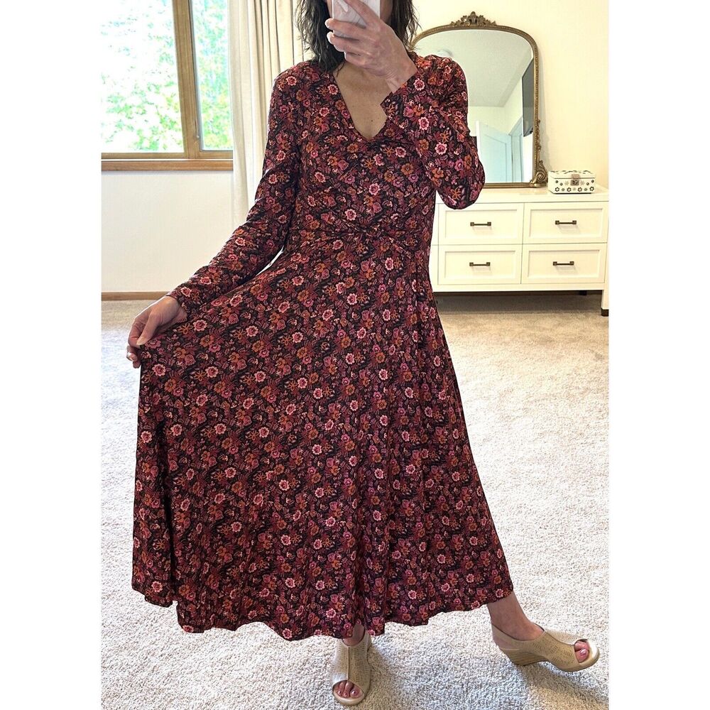 Derek Lam 10 Crosby Women's Floral Knit Midi Dress Womens Size S Full Skirt